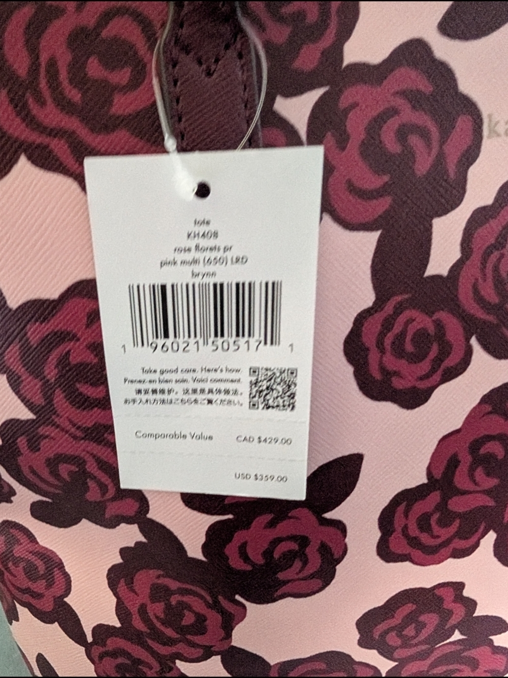 Kate Spade New York Brynn Tote – Rose Florets Print (NWT) - Picture 8 of 9